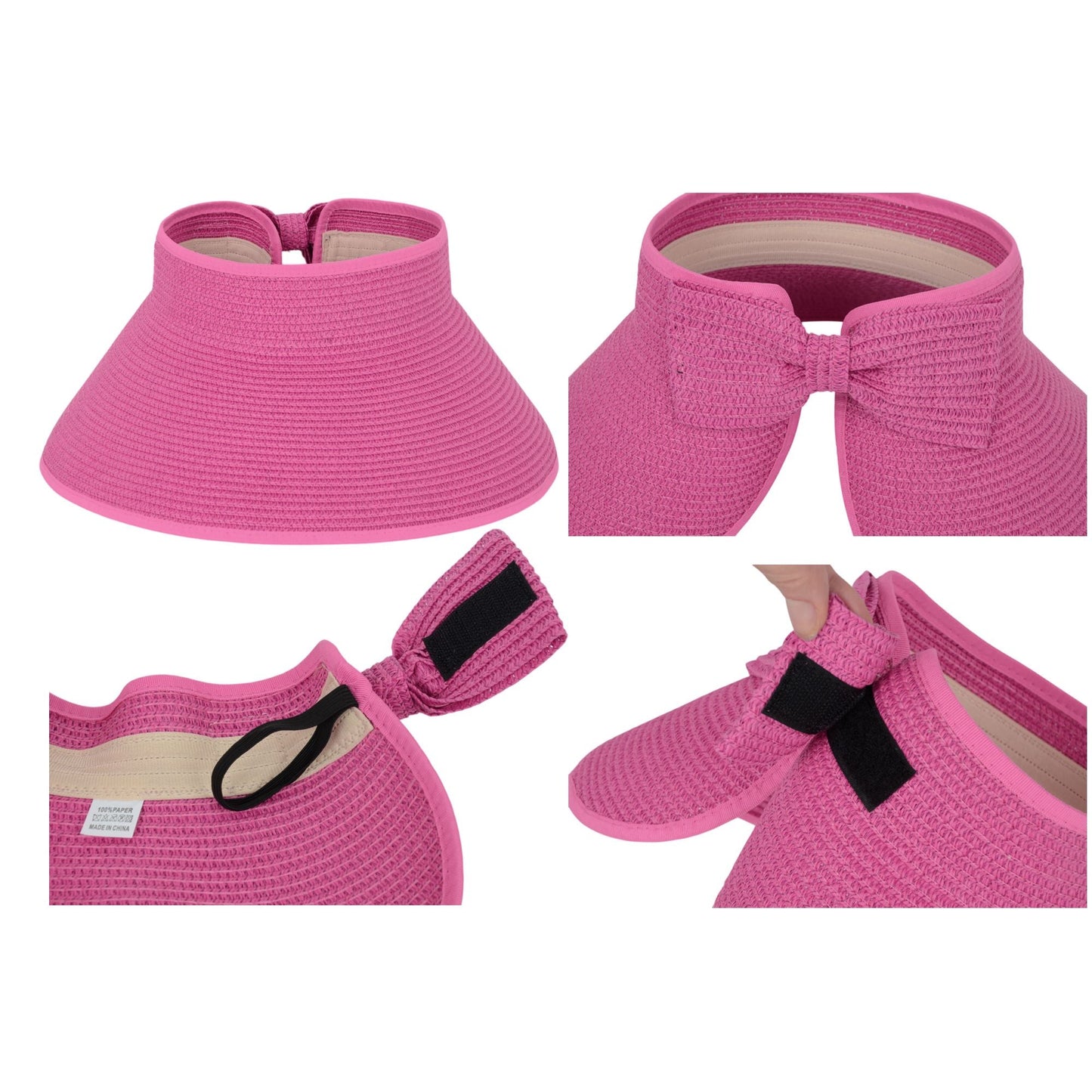 Anna-Kaci Women's Wide Brim Visor Hat with Bow Detail Adjustable Velcro Closure for Beach or Outdoor Protection