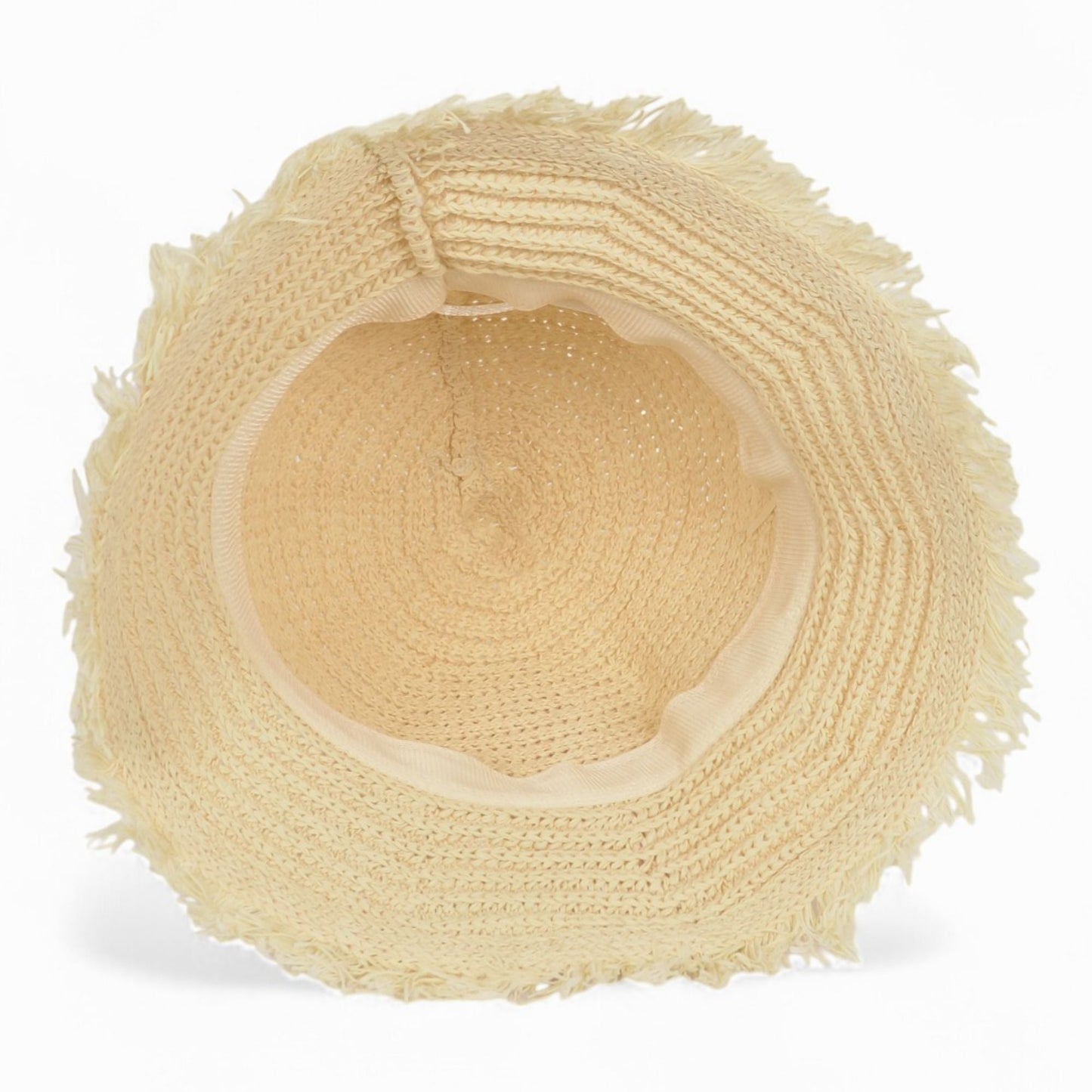 Anna-Kaci Women's Woven Bucket Hat with Soft Frayed Brim and Lightweight Straw Texture