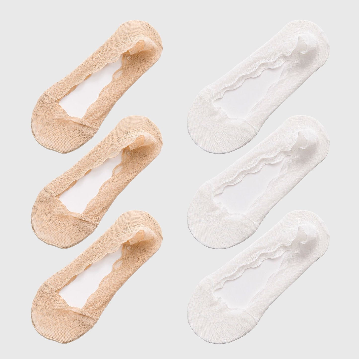 Anna-Kaci  Women's No Show Socks 6pk Invisible Liner Elegant Lace Design