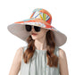 Anna-Kaci Wide Brim Floppy Sun Hat with Colorful Printed Underside UV Protection Lightweight Foldable Design for Outdoor Use