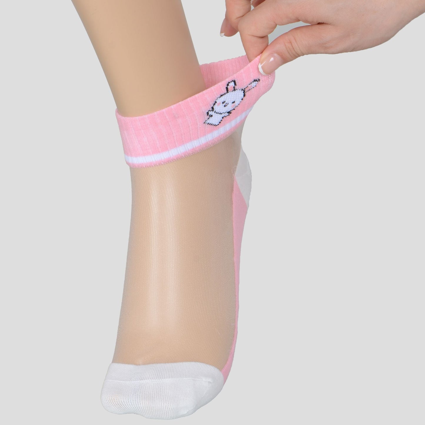 Anna-Kaci Women's Thin Semitransparent No - Show Socks 5pk Non-slip and Sweat-absorbent