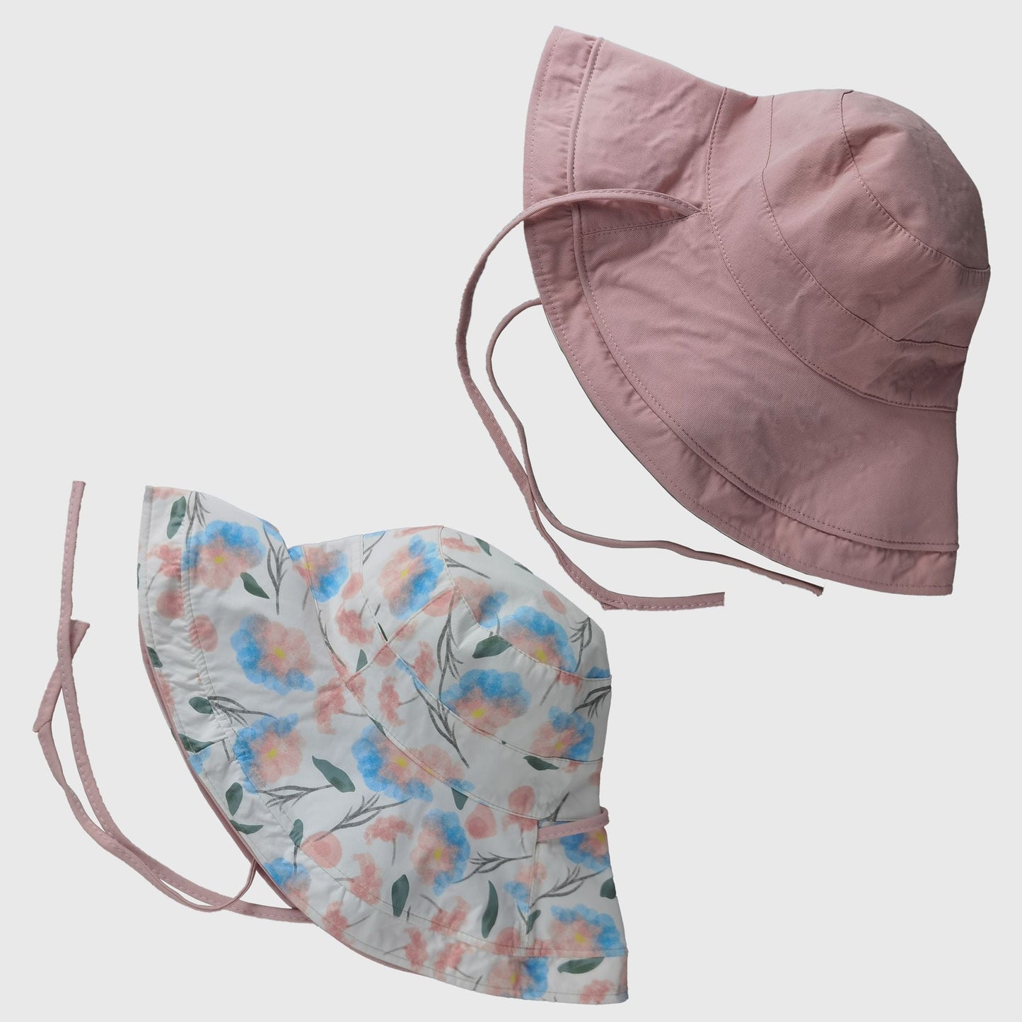 Anna-Kaci Women's Reversible Floral & Solid Bucket Sun Hat with Chin Strap