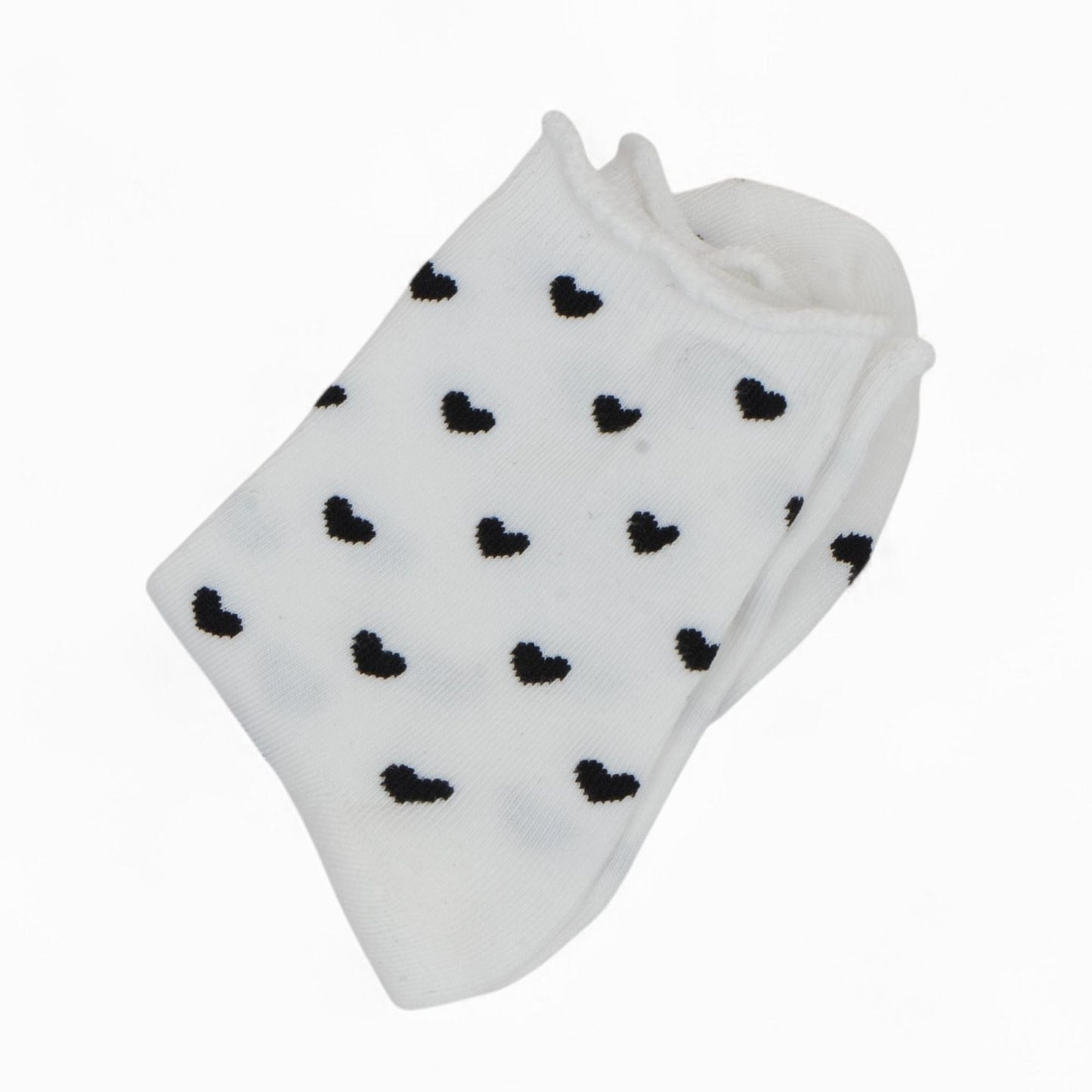 Anna-Kaci Women's Ankle Socks with Allover Heart Print and Soft Ribbed Cuff Trim