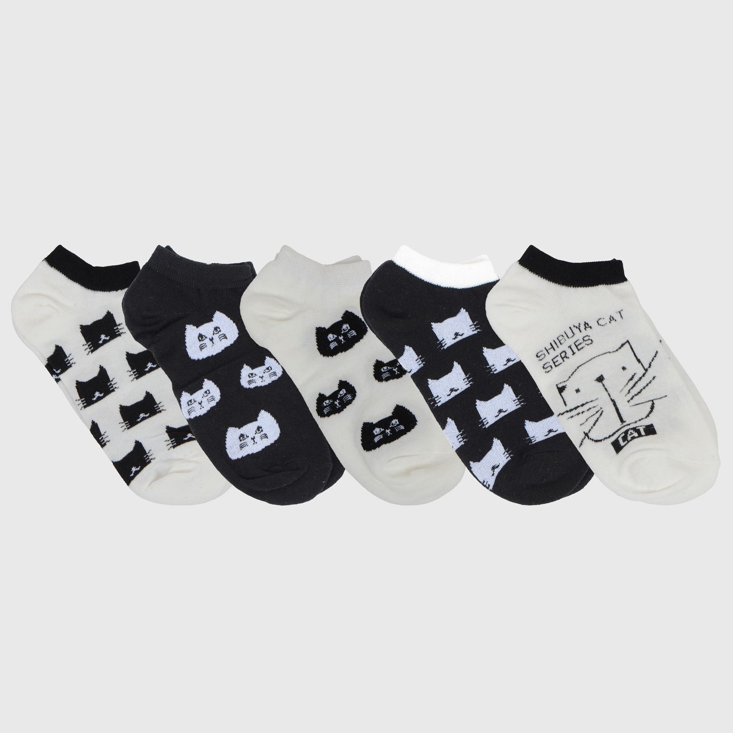 Anna-Kaci Adorable Cat - Print No Show Socks Soft for Casual 5Pk