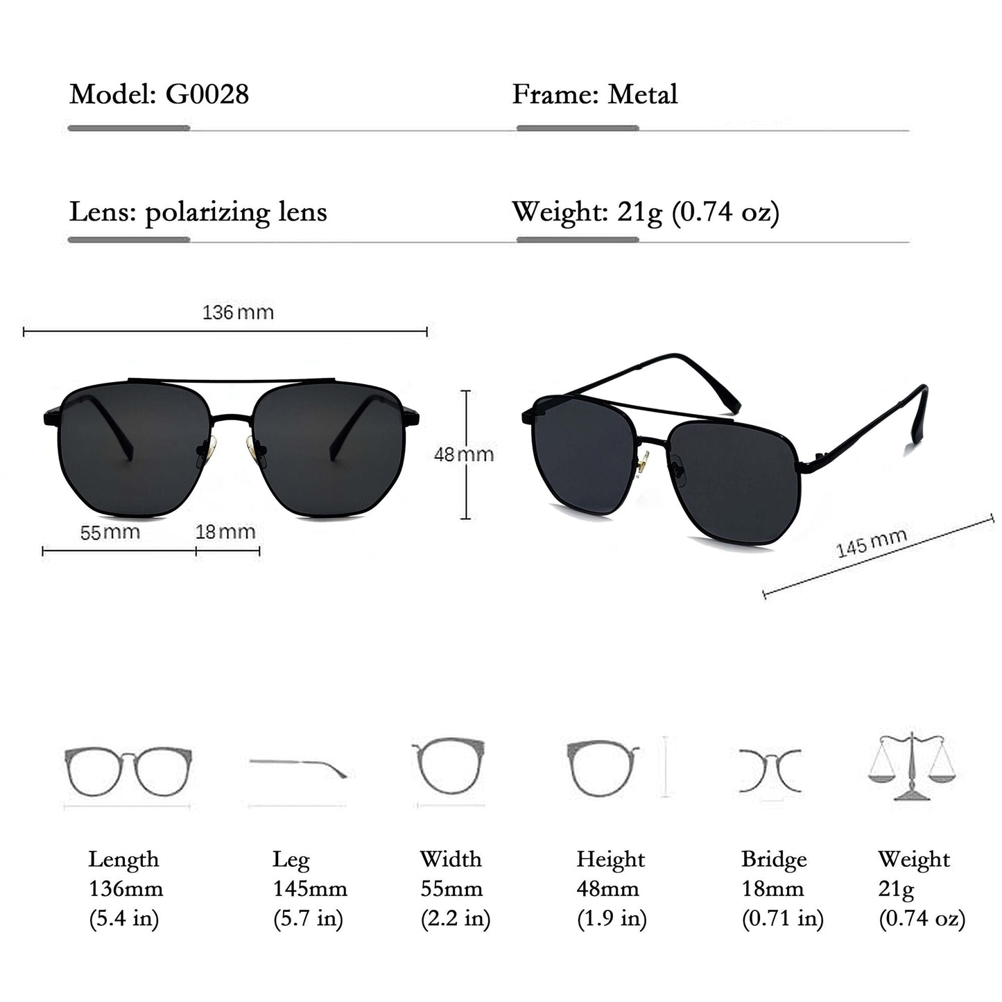 Anna-Kaci Women's Retro Square Aviator Sunglasses - Silver Frame with Black Lenses