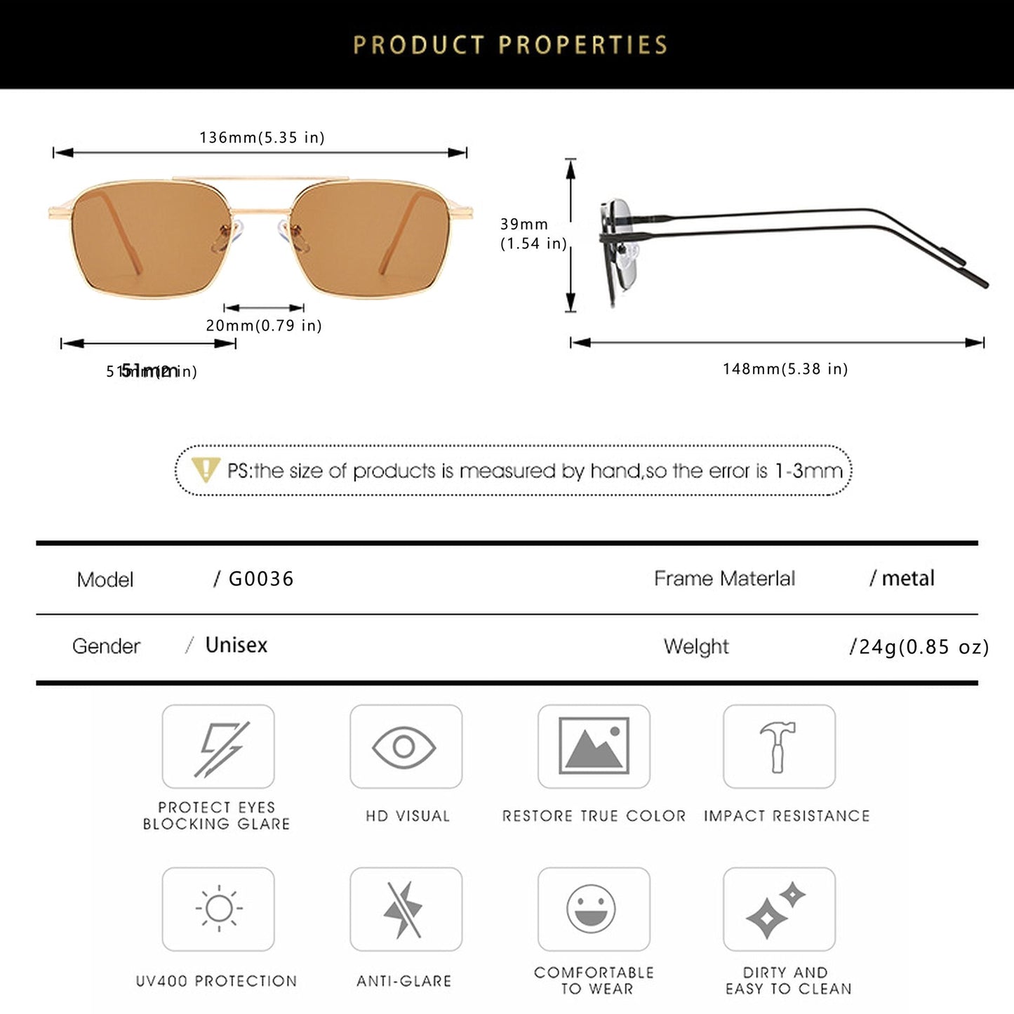 Anna-Kaci Women's Retro Square Aviator Sunglasses