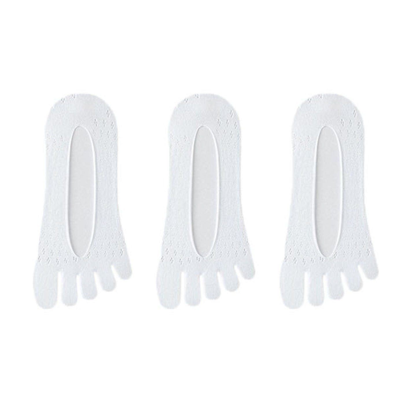 Anna-Kaci Women's Mesh Toe Socks with Non-Slip Silicone Heel Grip Ultra Low Cut Breathable No Show Sock 3-Pack