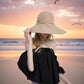 Anna-Kaci Wide Brim Sun Hat with Ponytail Hole Neck Tie Closure and Patterned Lining for UV Protection and Outdoor Style