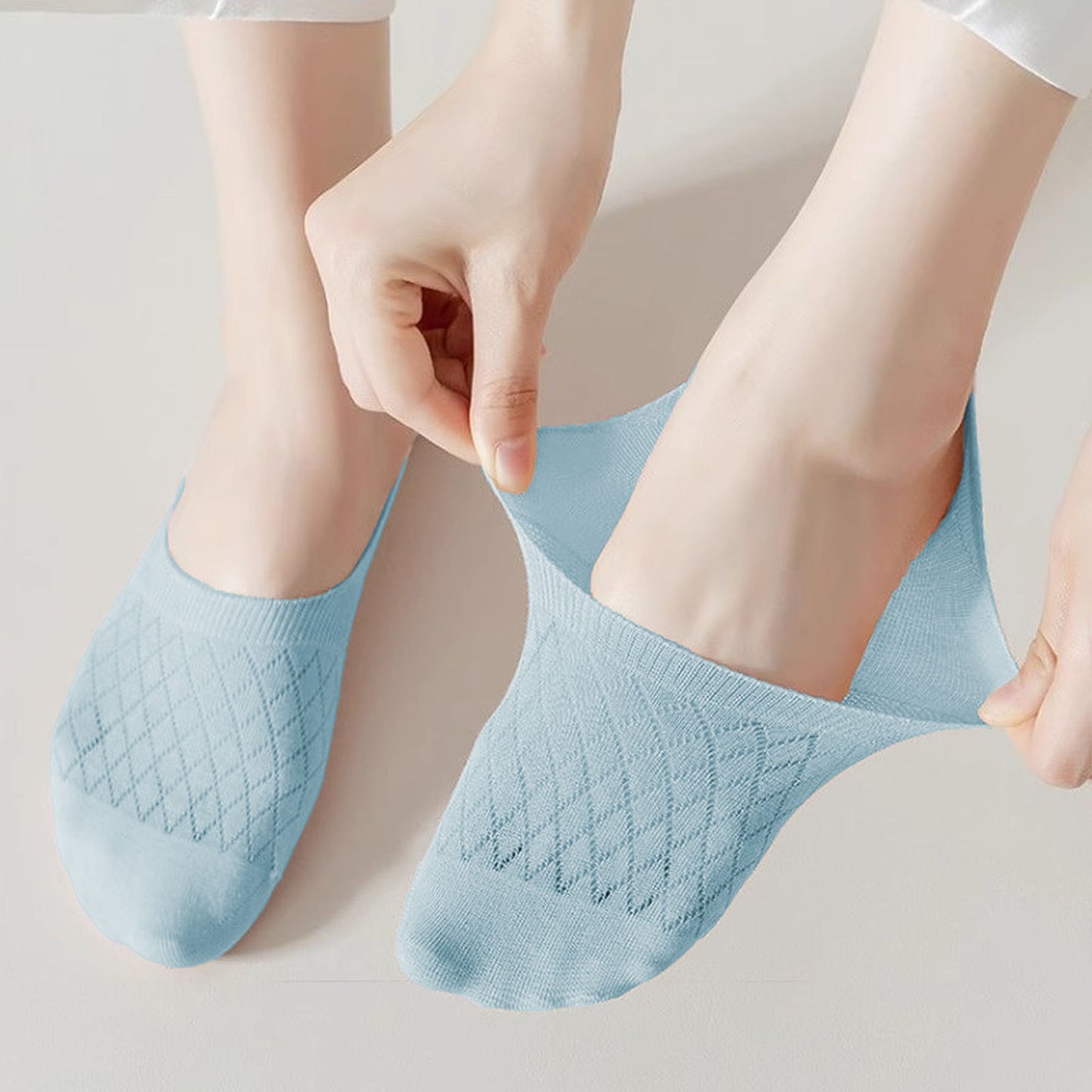 Anna-Kaci Women's Solid No Show Socks Non Slip Cotton 6Pk