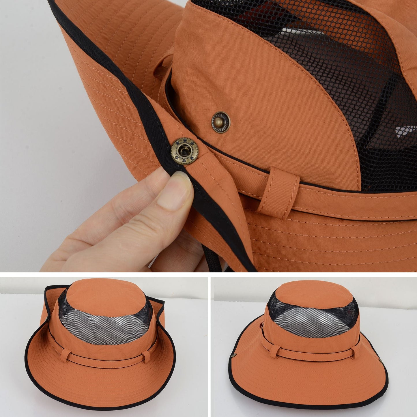 Anna-Kaci Wide Brim Outdoor Hat with Mesh Ventilation Snap-Up Sides and Chin Strap for Hiking, Beach, Travel, and Sun Protection