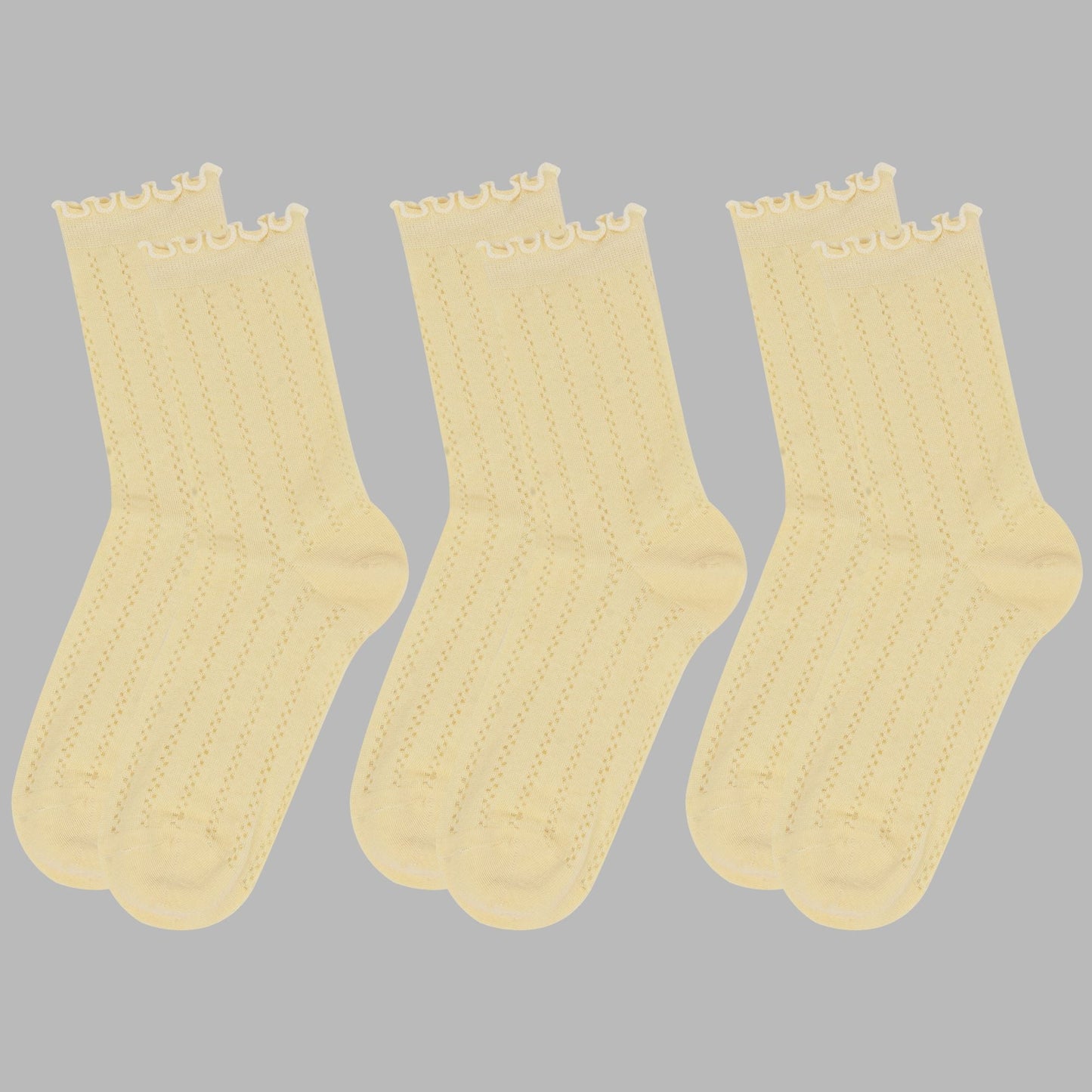 Anna-Kaci Women's Adorable Ruffled Lace-Up Socks Wicking Cotton for Casual Comfort 3 Pairs