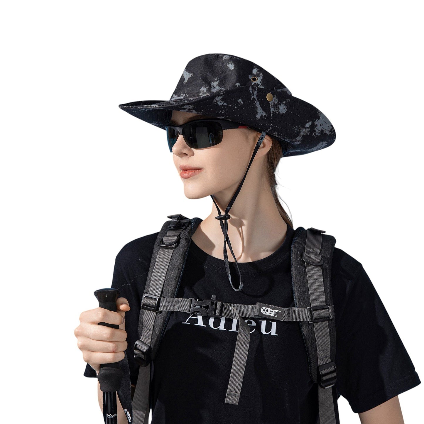 Anna-Kaci Wide Brim Outdoor Sun Hat with Adjustable Chin Strap for Hiking Camping Travel Beach