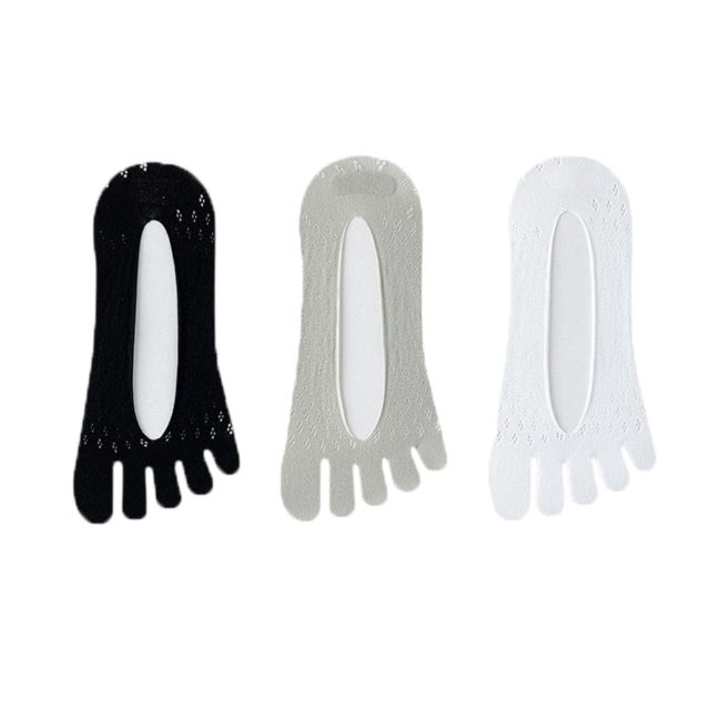 Anna-Kaci Women's Mesh Toe Socks with Non-Slip Silicone Heel Grip Ultra Low Cut Breathable No Show Sock 3-Pack