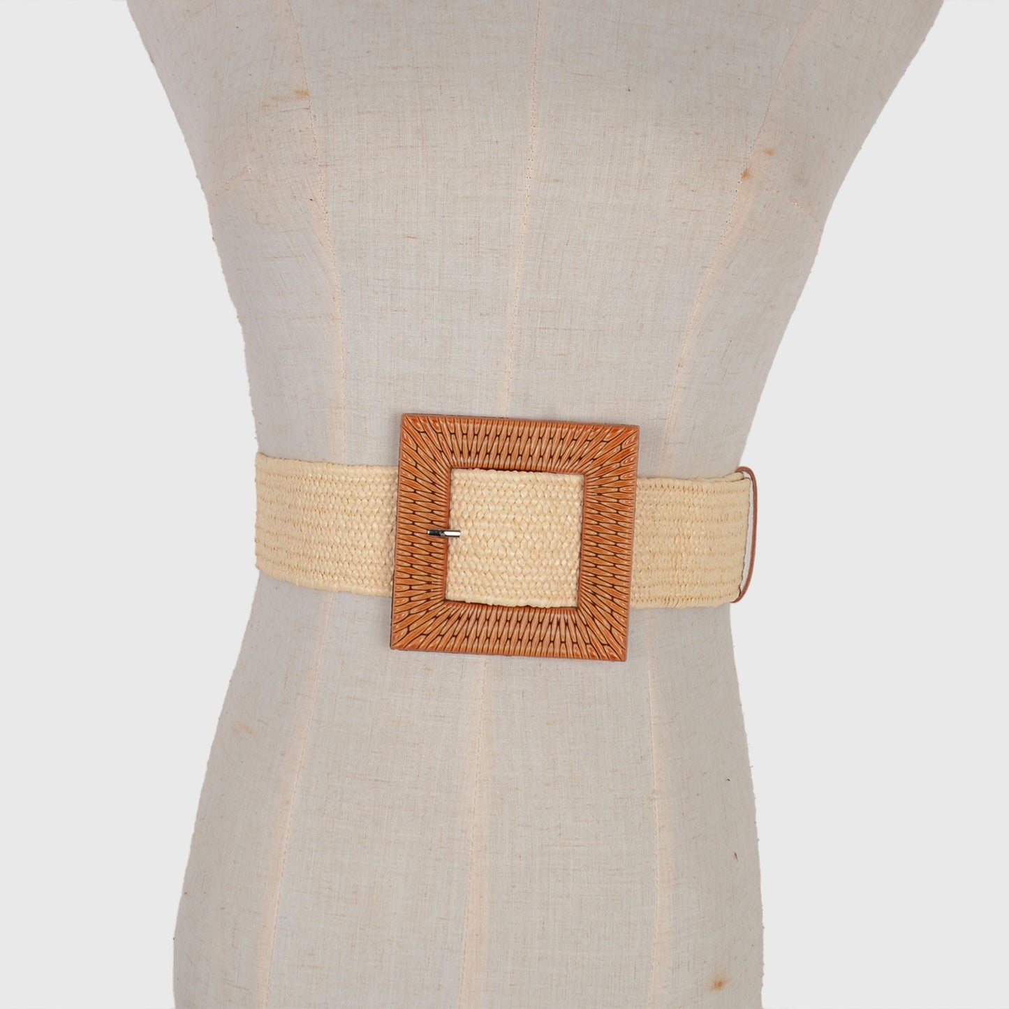 Anna-Kaci Stylish Straw Belt with Woven Buckle