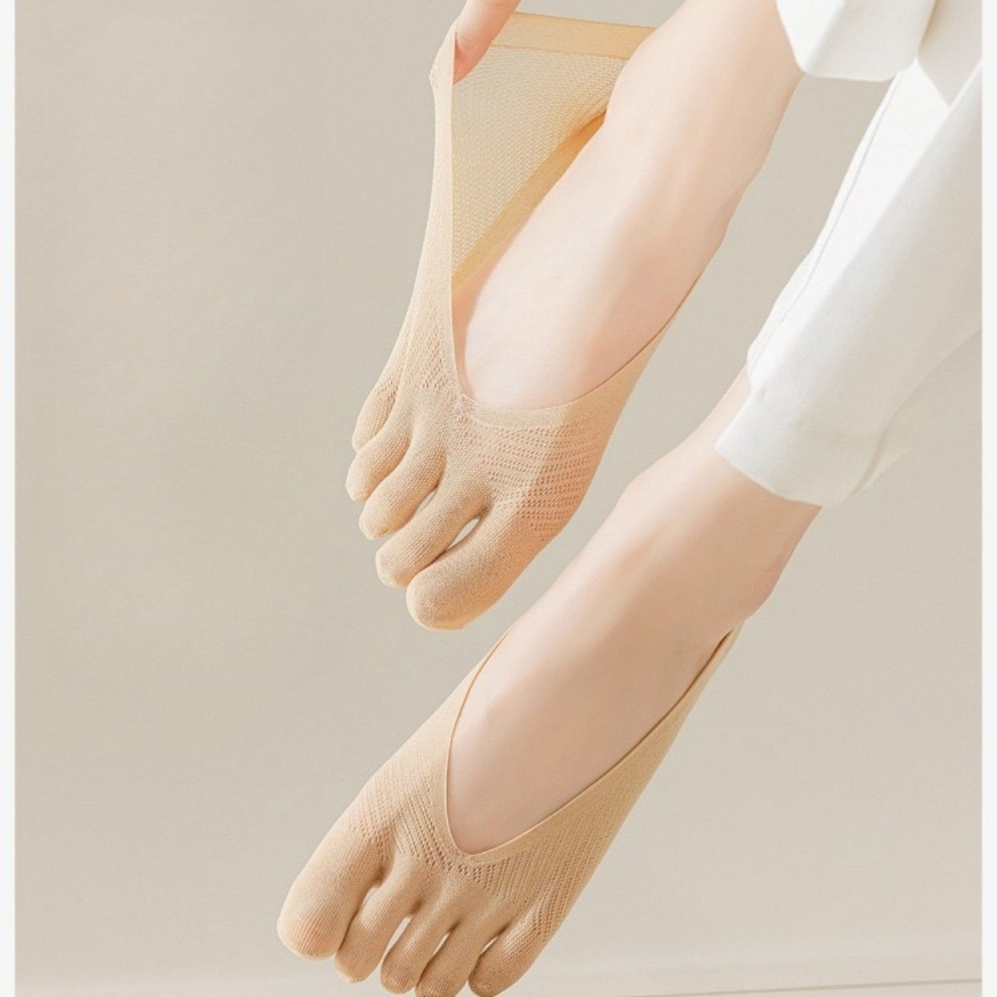 Anna-Kaci Women's Mesh Toe Socks with Non-Slip Silicone Heel Grip Ultra Low Cut Breathable No Show Sock 3-Pack