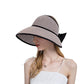 Anna-Kaci Womens Roll Up Straw Sun Visor Wide Brim Bow Detail Adjustable UV Protection Packable Summer Hat