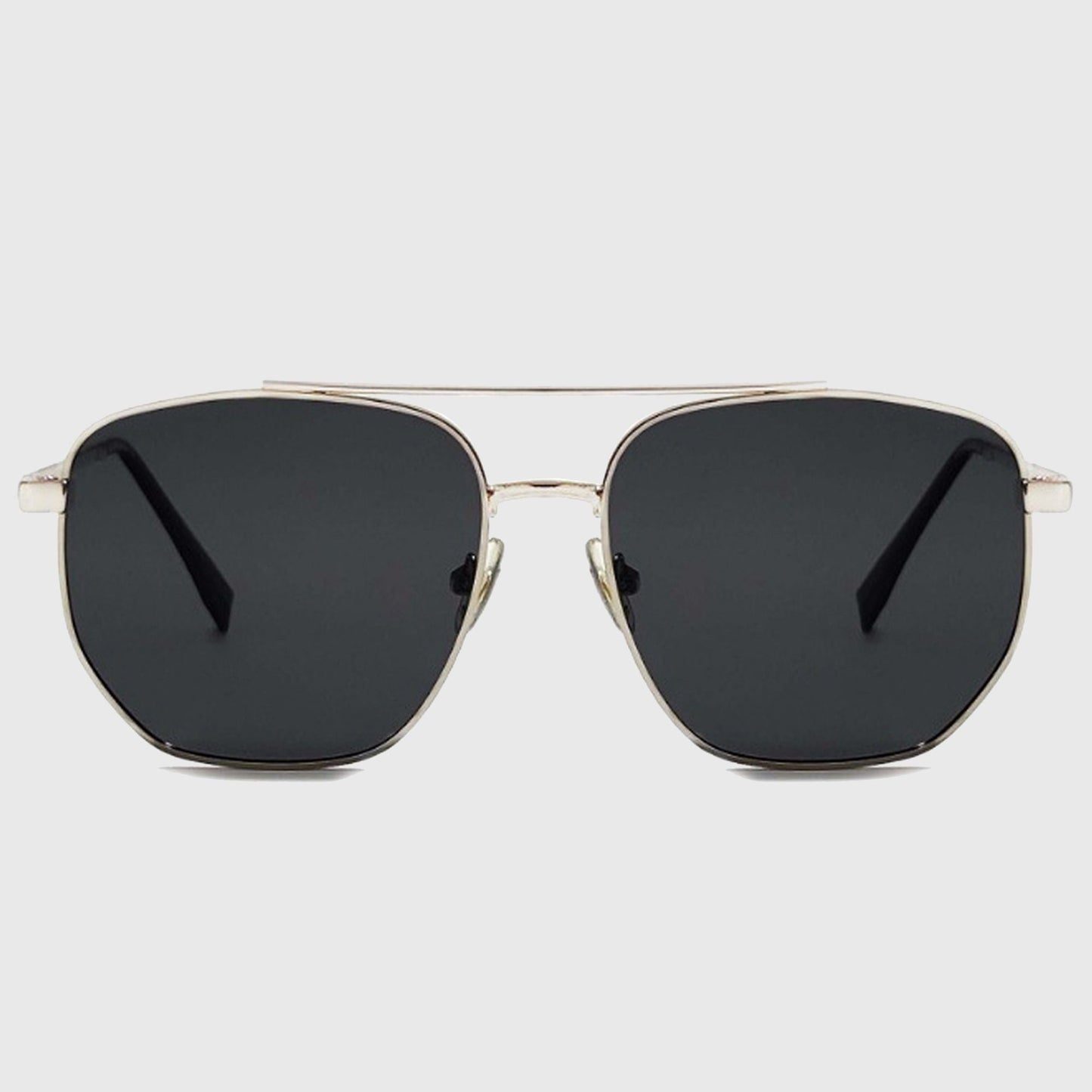 Anna-Kaci Women's Retro Square Aviator Sunglasses - Silver Frame with Black Lenses