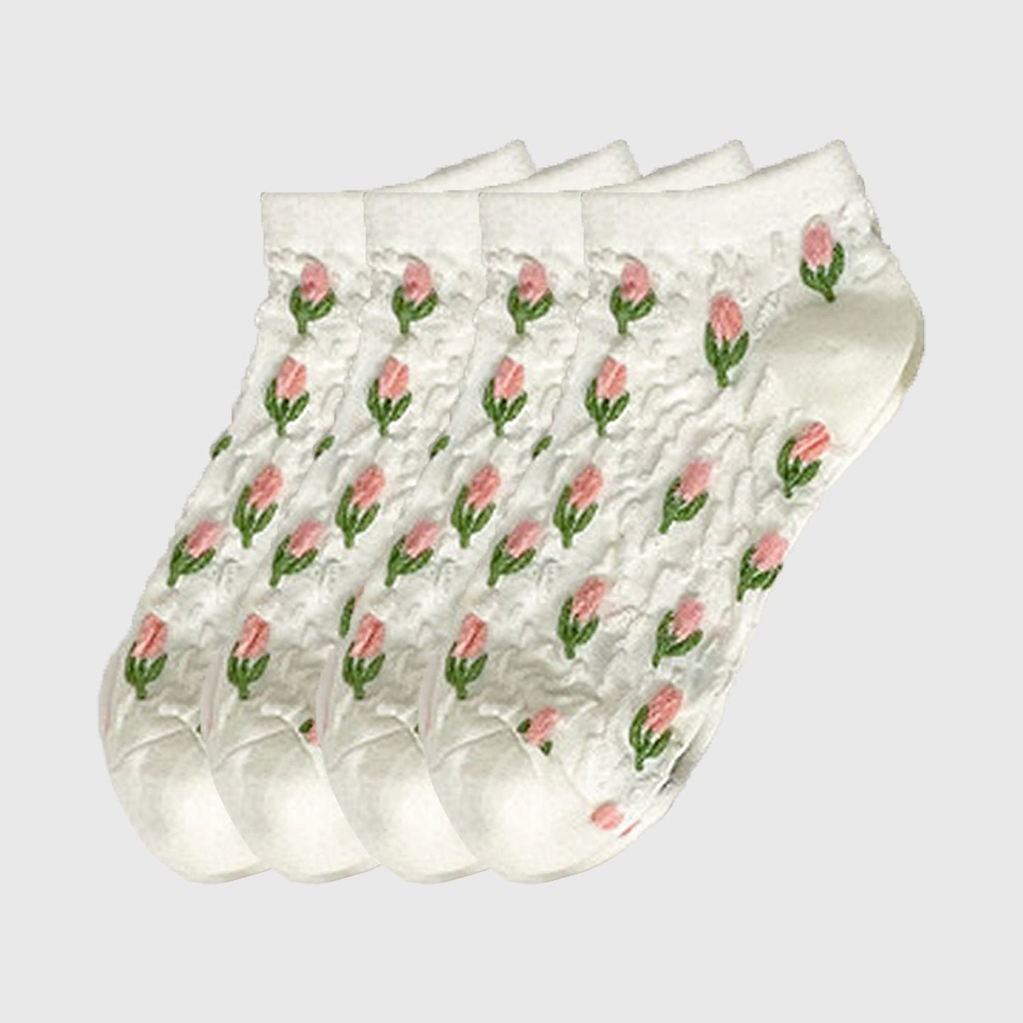 Anna-Kaci Adorable Summer Floral Embroidered Ankle Socks 4Pk