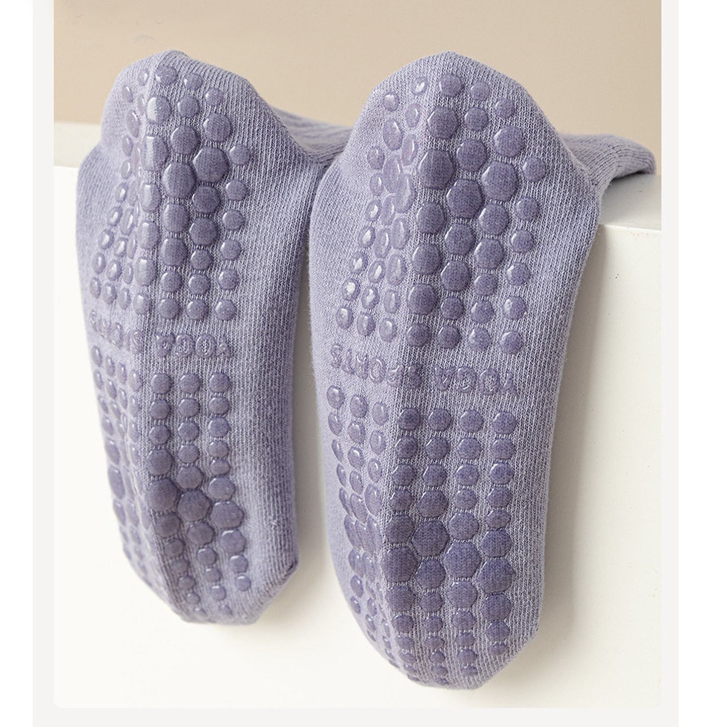 Anna-Kaci Womens Non-Slip Grip Crew Socks 3 Pair Pack Custom Color Combos Soft Ribbed Cotton with 3D Silicone Heel