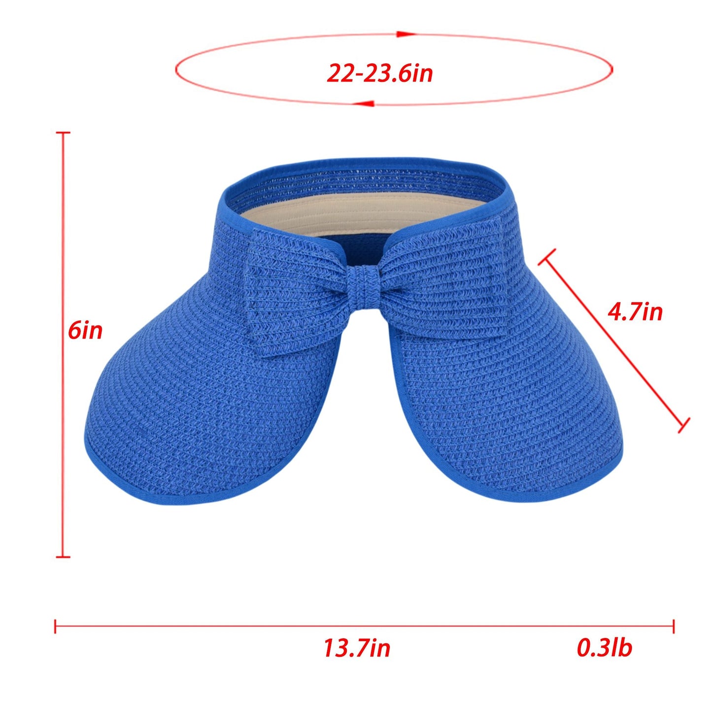 Anna-Kaci Women's Wide Brim Visor Hat with Bow Detail Adjustable Velcro Closure for Beach or Outdoor Protection