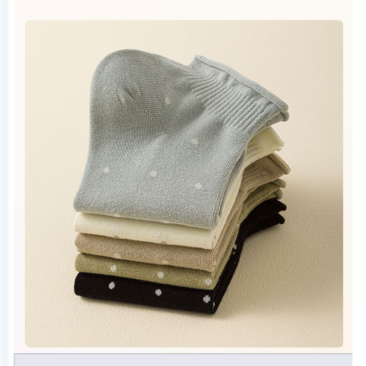 Anna-Kaci 5 Pairs Women¡¯s Ankle Socks Soft Ribbed Top with Small Polka Dot Pattern for Loafers Ballet Flats or Sneakers