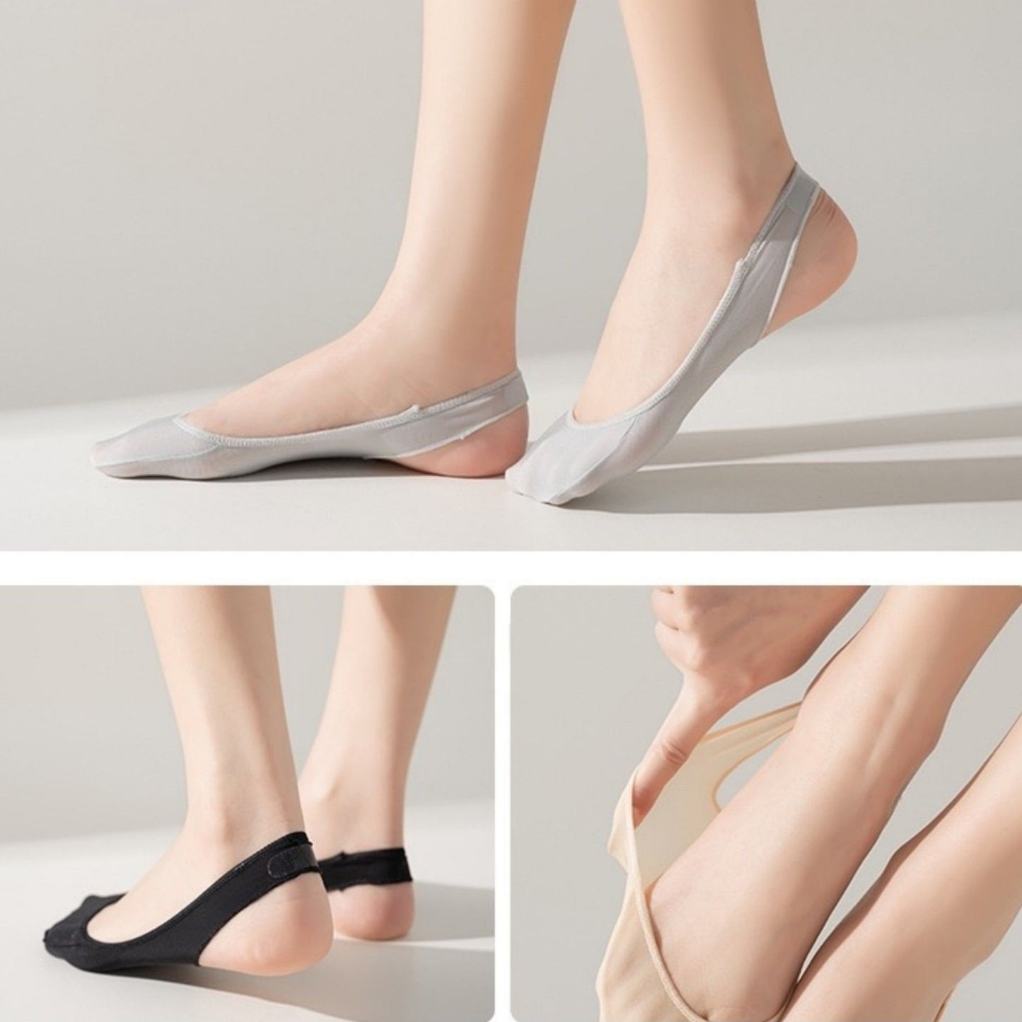 Anna-Kaci Women's Low Cut No Show Liner Socks with Non-Slip 3D Silicone Heel Grip Pack of 6 Pairs