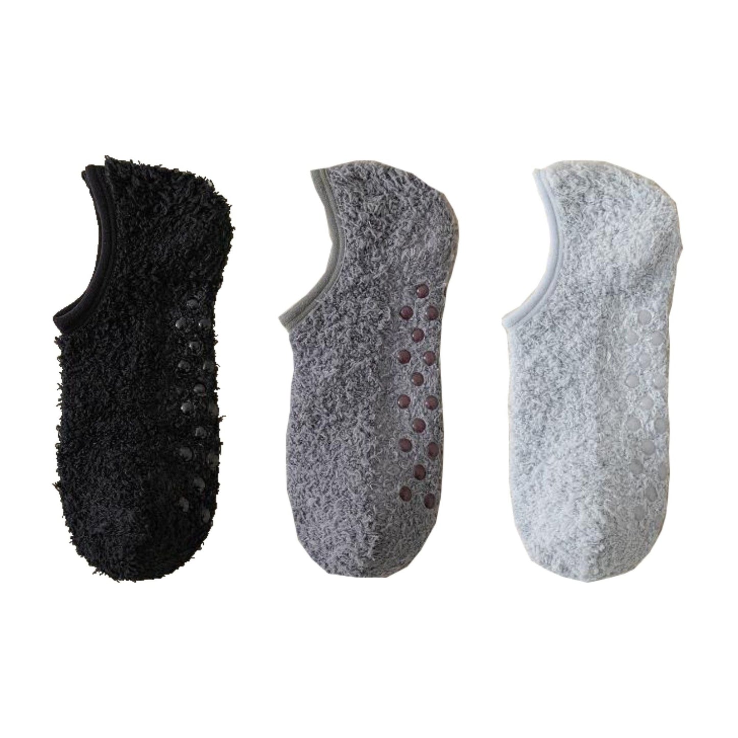 Anna-Kaci Men's 3-Pack Fuzzy Grip Socks Low Cut Non-Slip Indoor Slipper Lounge Fit