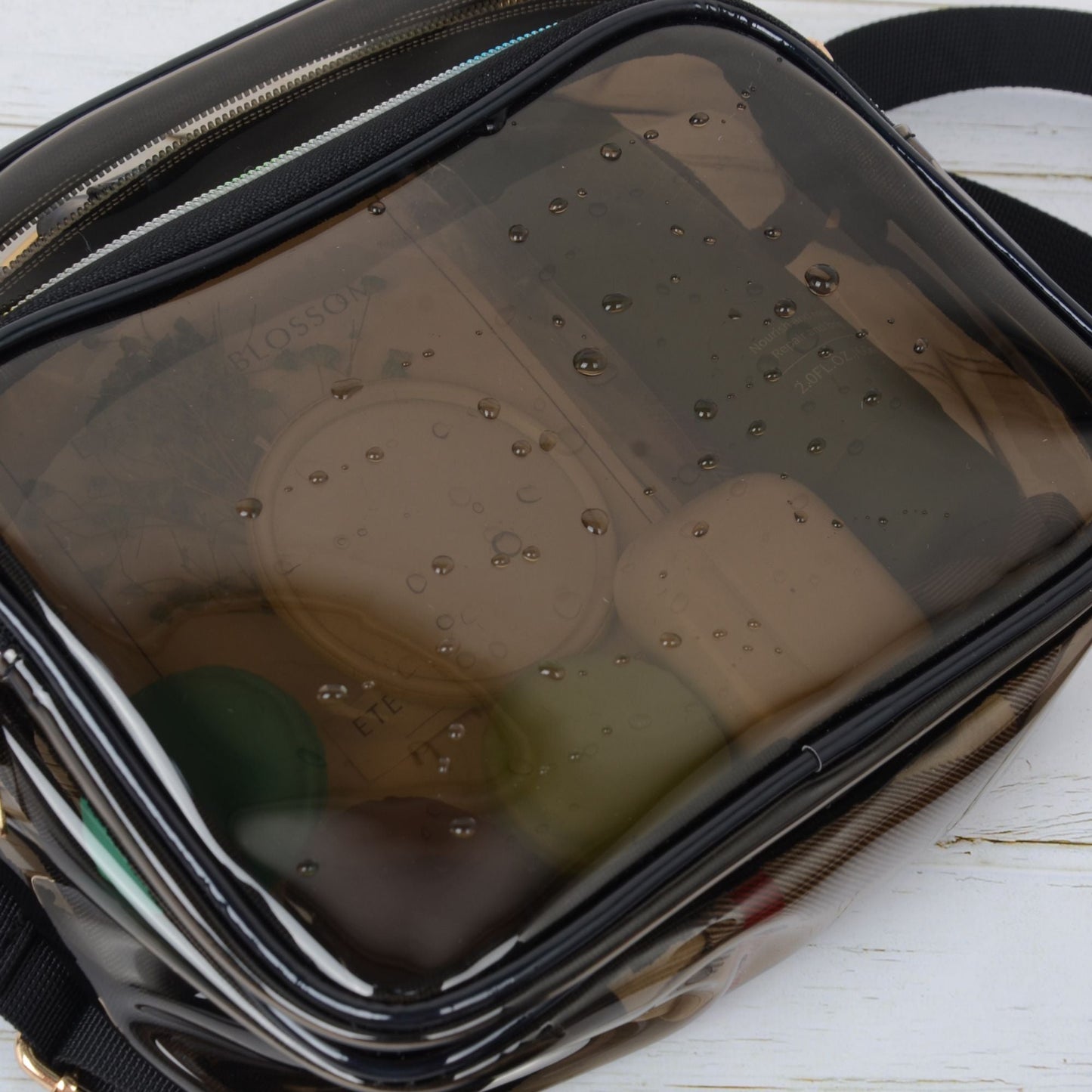 Anna-Kaci Trendy Clear Transparent Women's Shoulder Bag with Iridescent Trim