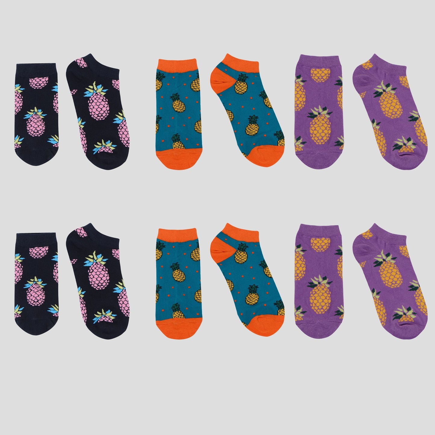 Anna-Kaci Women's  Fruit Print No Show Socks Breathable Cotton 6pk