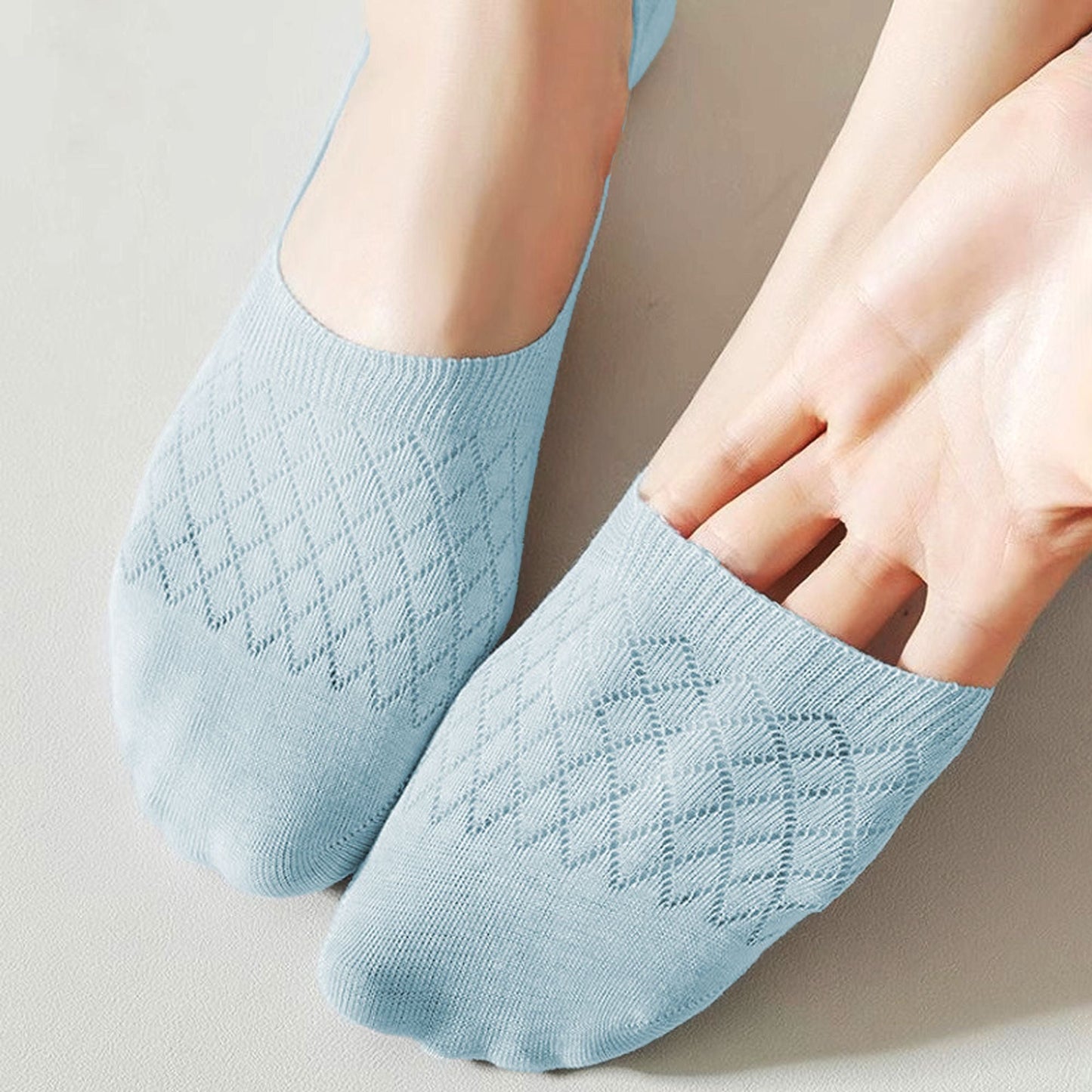 Anna-Kaci Women's Solid No Show Socks Non Slip Cotton 6Pk