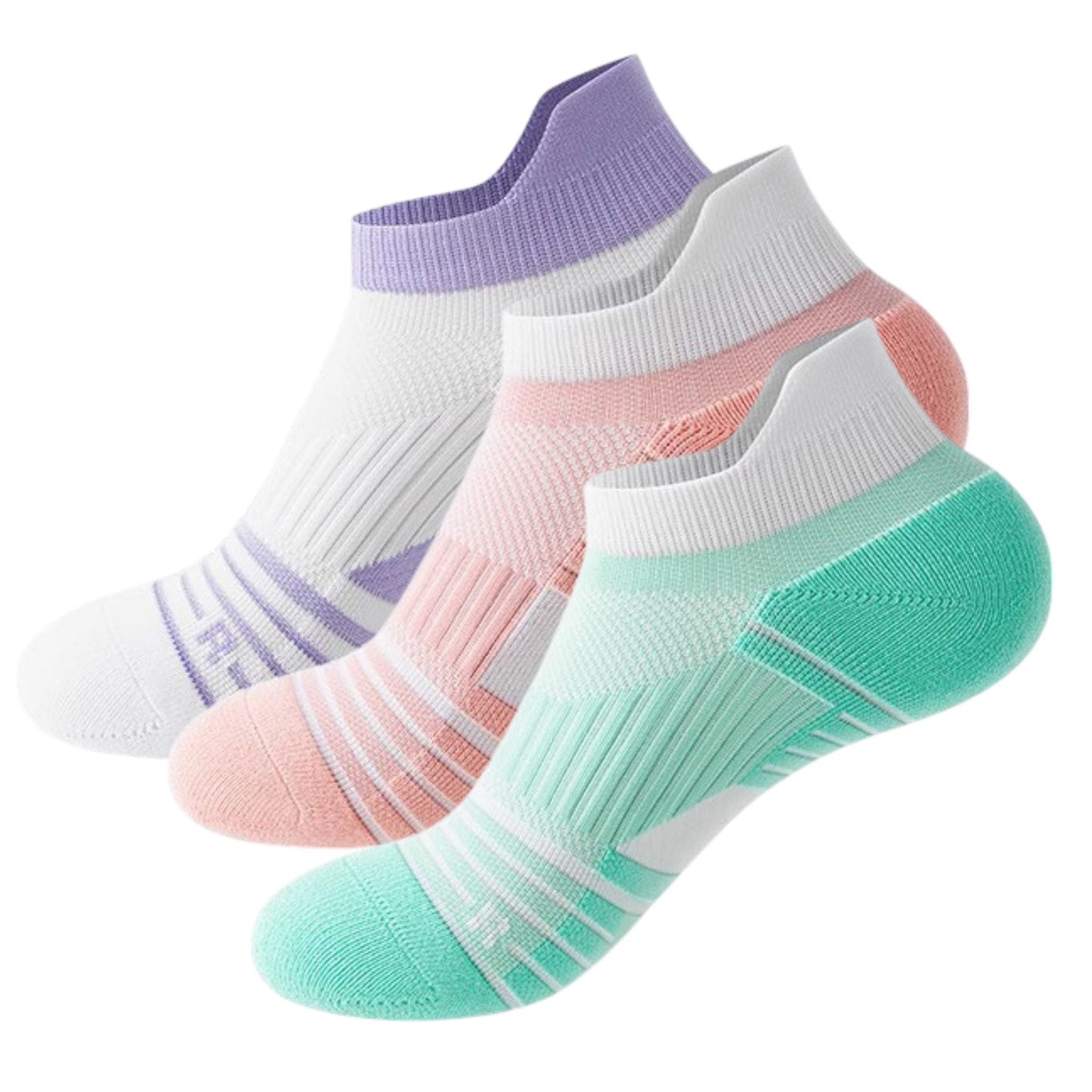 Anna-Kaci 3 Pairs Cushioned Sport Ankle Socks with Arch Support Breathable Stretch Mesh Knit Athletic Low-Cut Design