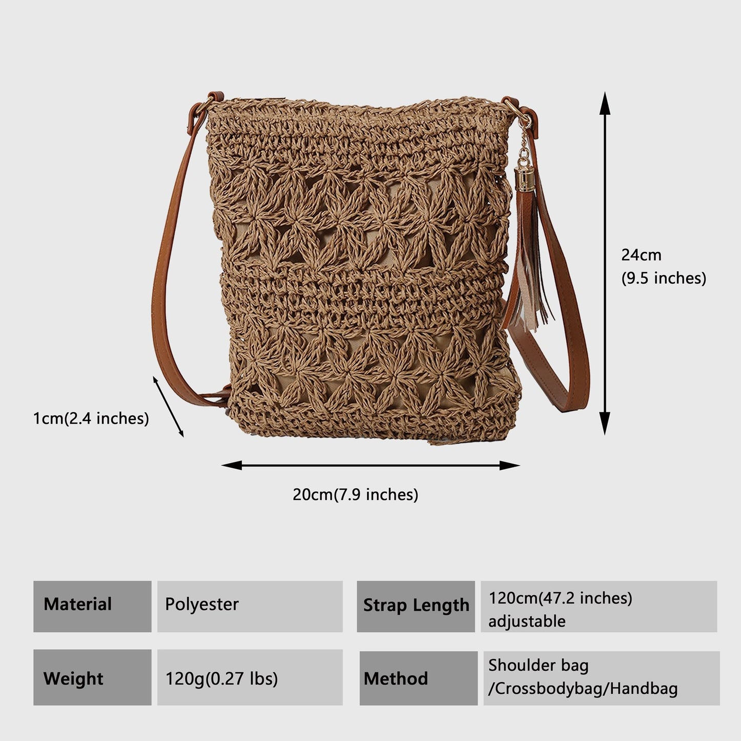 Anna-Kaci Women's Bohemian Crochet Shoulder Bag with Leather Straps
