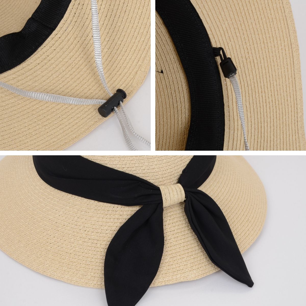 Anna-Kaci Women's Woven Floppy Sun Hat with Wide Ribbon Knot Detail and Curved Brim