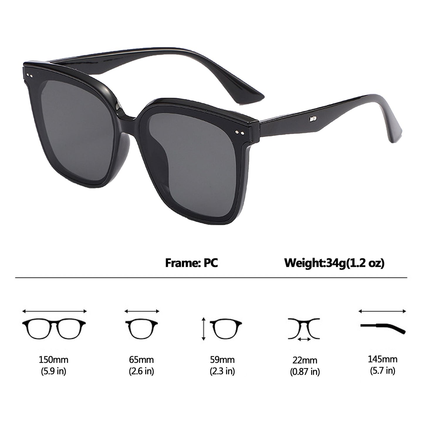 Anna-Kaci Women's Trendy Square Two - Tone Sunglasses