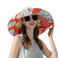Anna-Kaci Wide Brim Floppy Sun Hat with Colorful Printed Underside UV Protection Lightweight Foldable Design for Outdoor Use