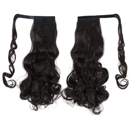 Alilang 22 Inch Long Curly Wrap Around Ponytail for Women Clip in Ponytail Hair Extensions Synthetic Brown Hair Pony Tails Hairpieces