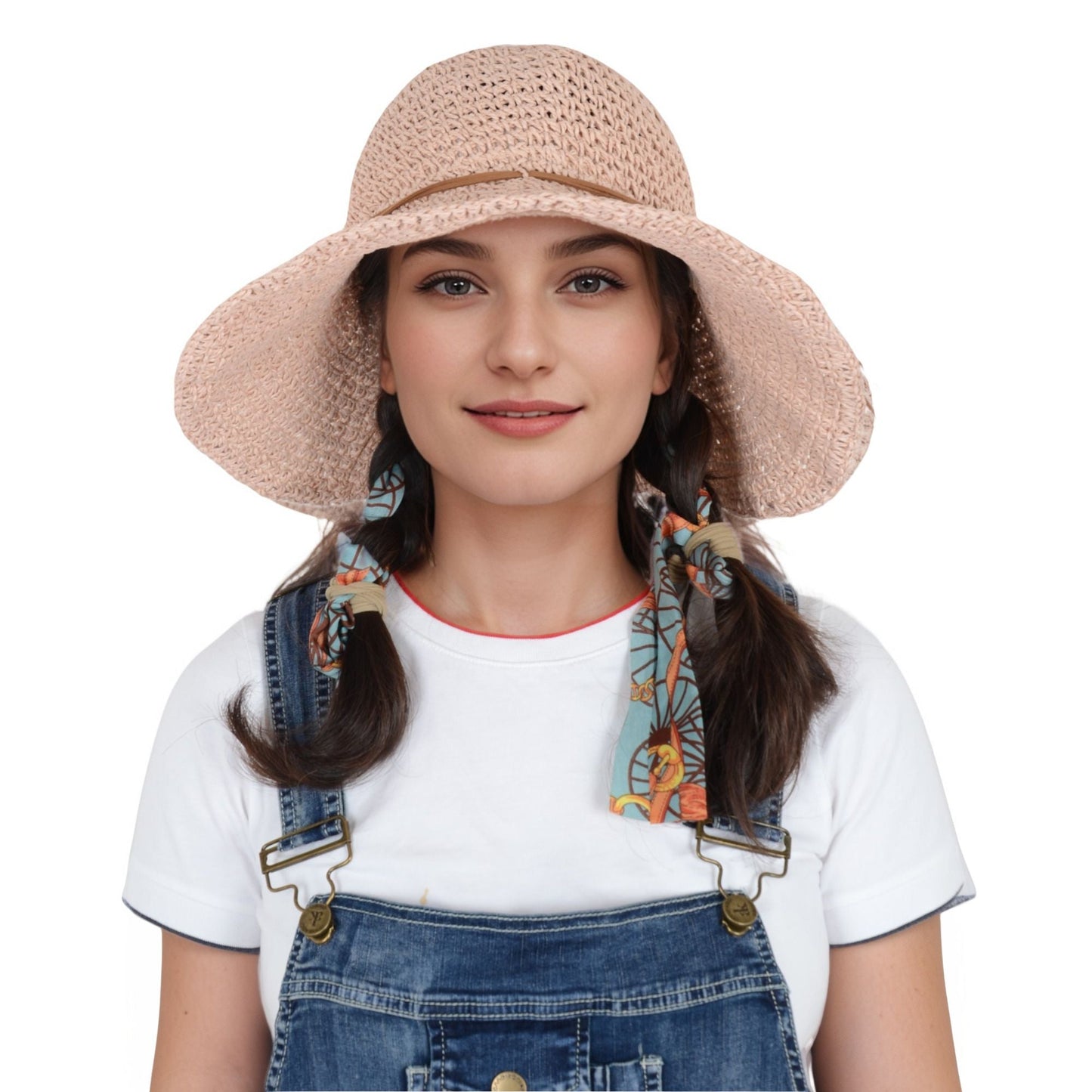 Anna-Kaci Woven Floppy Sun Hat with Rounded Crown and Decorative Bow Detail for Elegant Summer Shade and Vacation Style