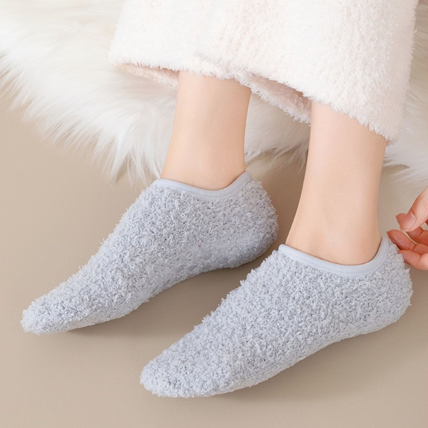 Anna-Kaci Men's 3-Pack Fuzzy Grip Socks Low Cut Non-Slip Indoor Slipper Lounge Fit