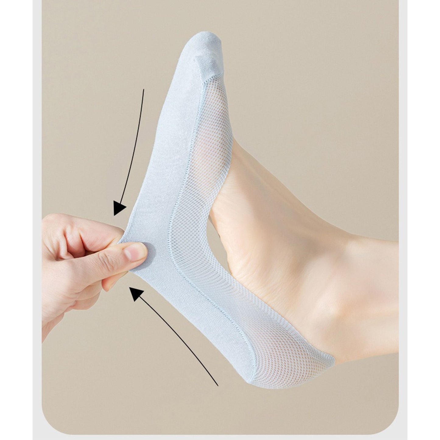 Anna-Kaci 5 Pairs Women No Show Mesh Panel Socks Low Cut Stretch Cotton Liner Non-Slip Design for Ballet Flats and Loafers