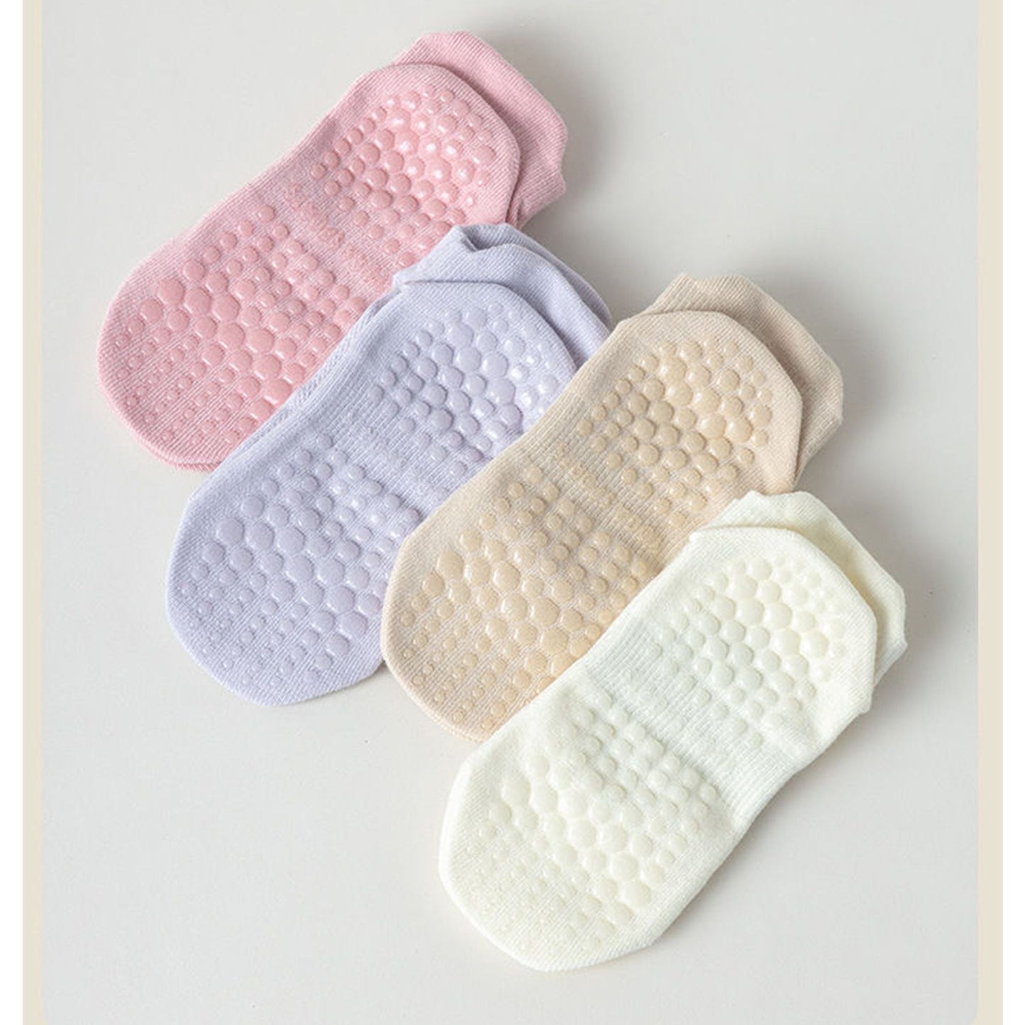 Anna-Kaci 4 Pairs Women's Non-Slip Yoga Socks Soft Cotton Grip Sole Low-Cut Design with Arch Ventilation for Pilates Barre