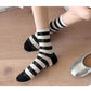 Anna-Kaci 4 Pairs Women's Crew Socks with Black and White Patterns Soft Cotton Texture Heart and Stripe for Flats and Dress Shoes