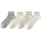 Anna-Kaci 4 Pairs Women's Heart Pattern Breathable Short Crew Socks Soft Stretch Knit Design Multiple Color Options