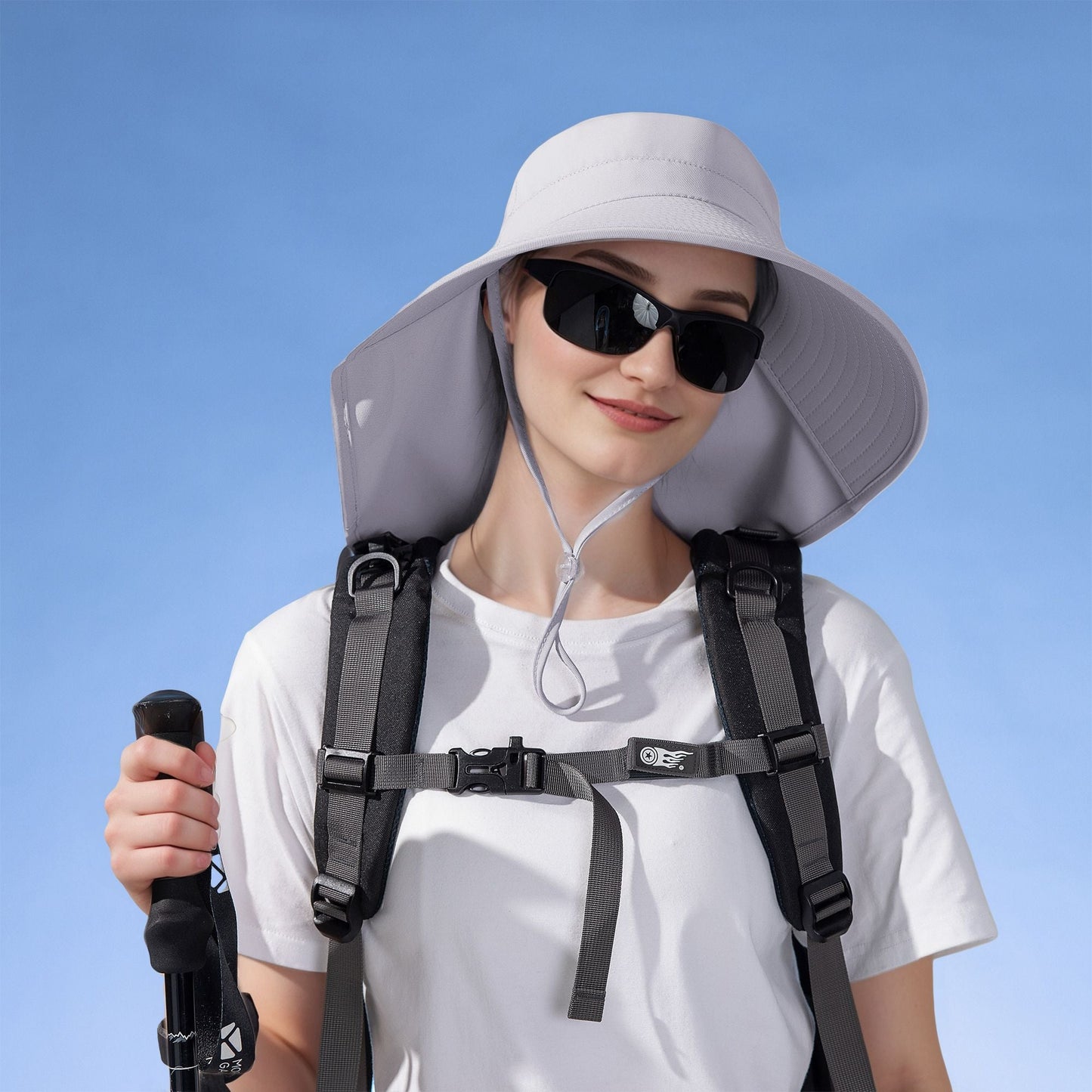 Anna-Kaci Women Ponytail Sun Hat Wide Brim Sun Hat with Flap Packable Adjustable Summer Beach Hat