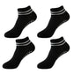 Anna-Kaci 4 Pairs Women's Ankle Grip Yoga Socks Soft Cotton Non-Slip Bottom Striped Cuff
