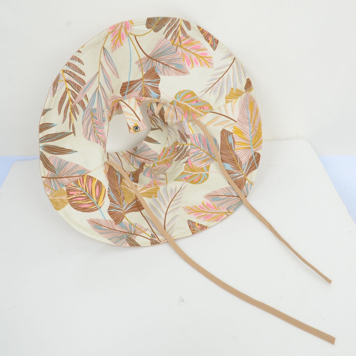 Anna-Kaci Wide Brim Sun Hat with Ponytail Hole Neck Tie Closure and Patterned Lining for UV Protection and Outdoor Style