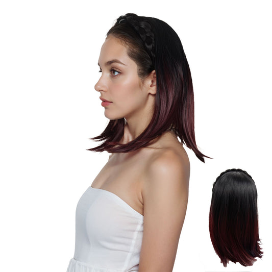 Alilang Braided Hairband Wig with Straight Shoulder Hair Extensions Casual Hairpiece for Holiday