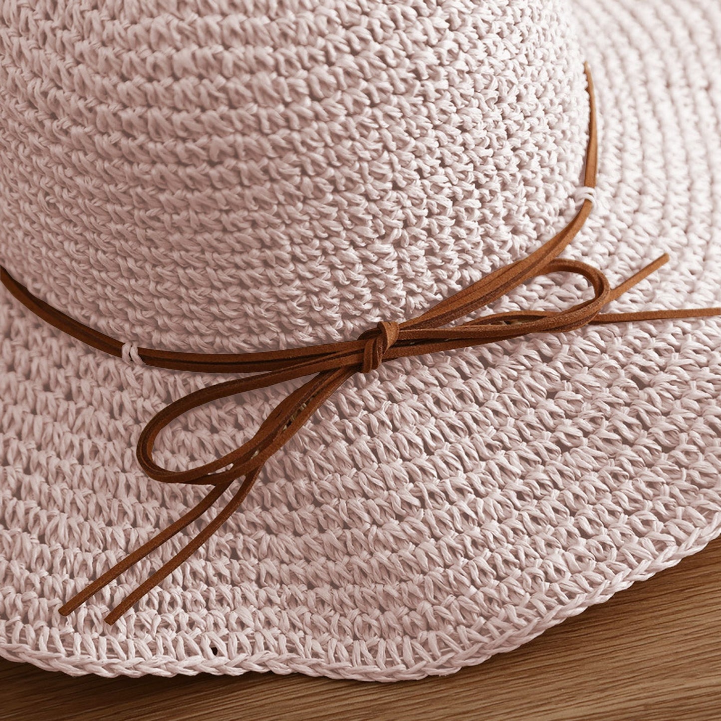 Anna-Kaci Wide - Brim Straw Sun Hat with Leather Tie