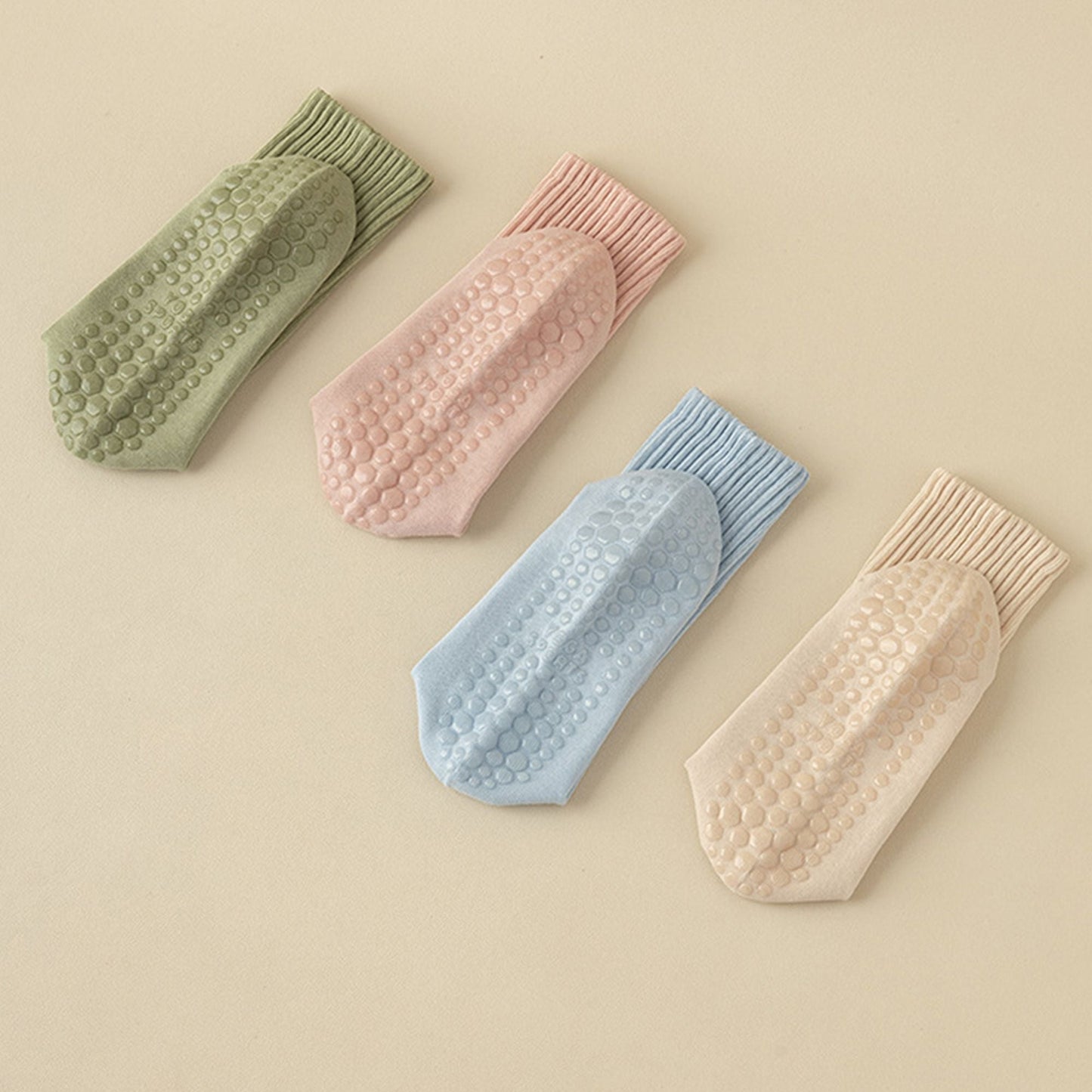 Anna-Kaci 4-Pack Women's Anti-Slip Yoga Socks with Grips Comfortable Ribbed Design for Exercise and Indoor Use