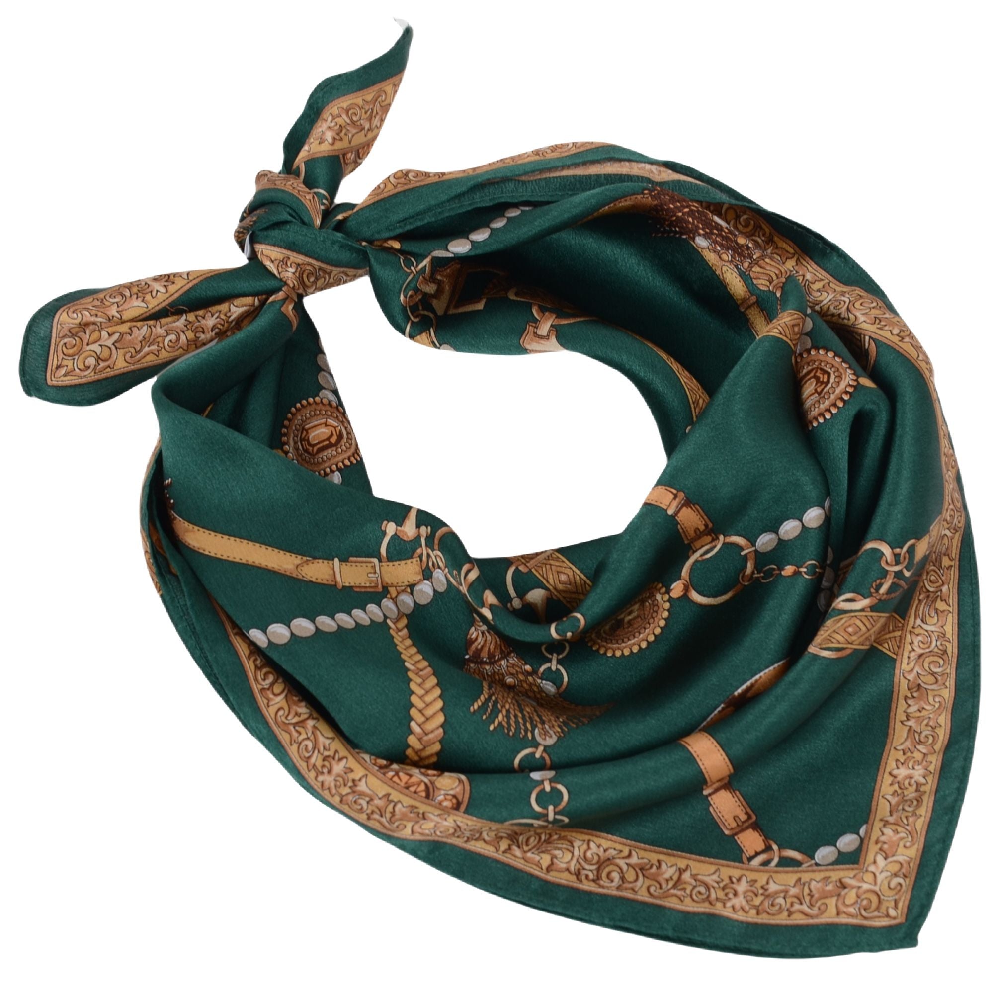 Elegant 100% Silk Green Floral Scarf - 43 Inch Square Shawl/Wrap For Women
