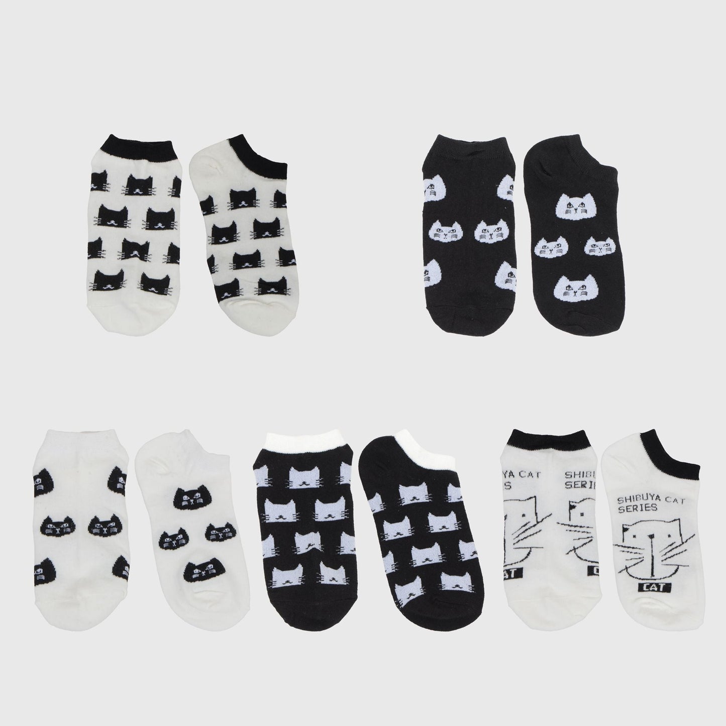Anna-Kaci Adorable Cat - Print No Show Socks Soft for Casual 5Pk